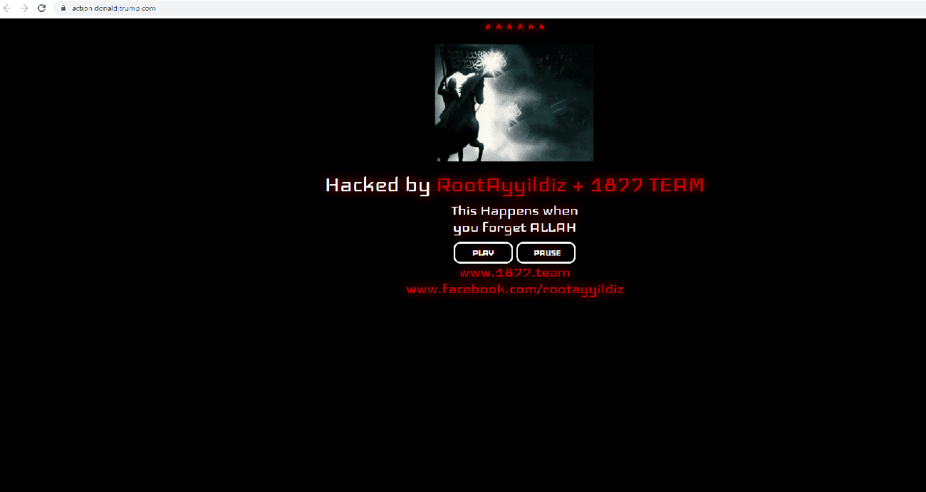 Hacked site του Donald Trump από τον Τούρκο RootAyyildiz και 1877 Team