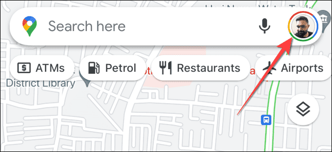 Tap the user profile icon in google maps on iphone ipad - Πώς να ενεργοποιήσετε το dark mode