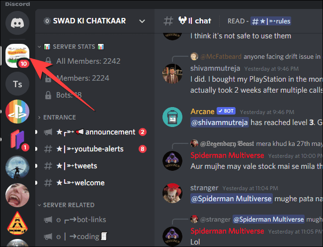 open discord app and select a discord server - Πώς να αποκλείσετε ή να ξεμπλοκάρετε άτομα