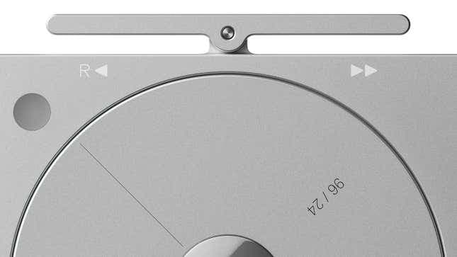 Κοντινό πλάνο του διακόπτη παλινδρόμησης στο πλάι του Teenage Engineering TP-7 Field Recorder που χρησιμοποιείται για τον καθαρισμό των εγγραφών.