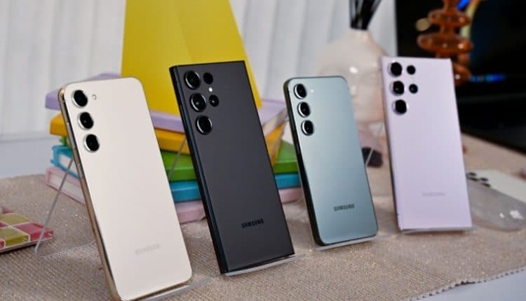 A display of Samsung Galaxy S23 series