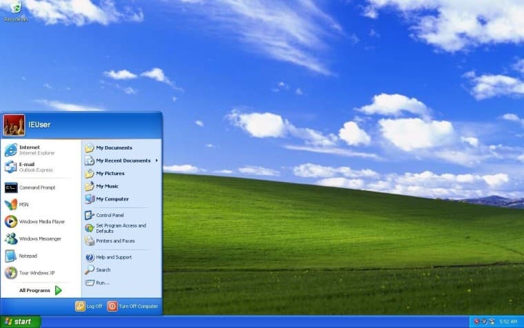 Μενού έναρξης των Windows xp