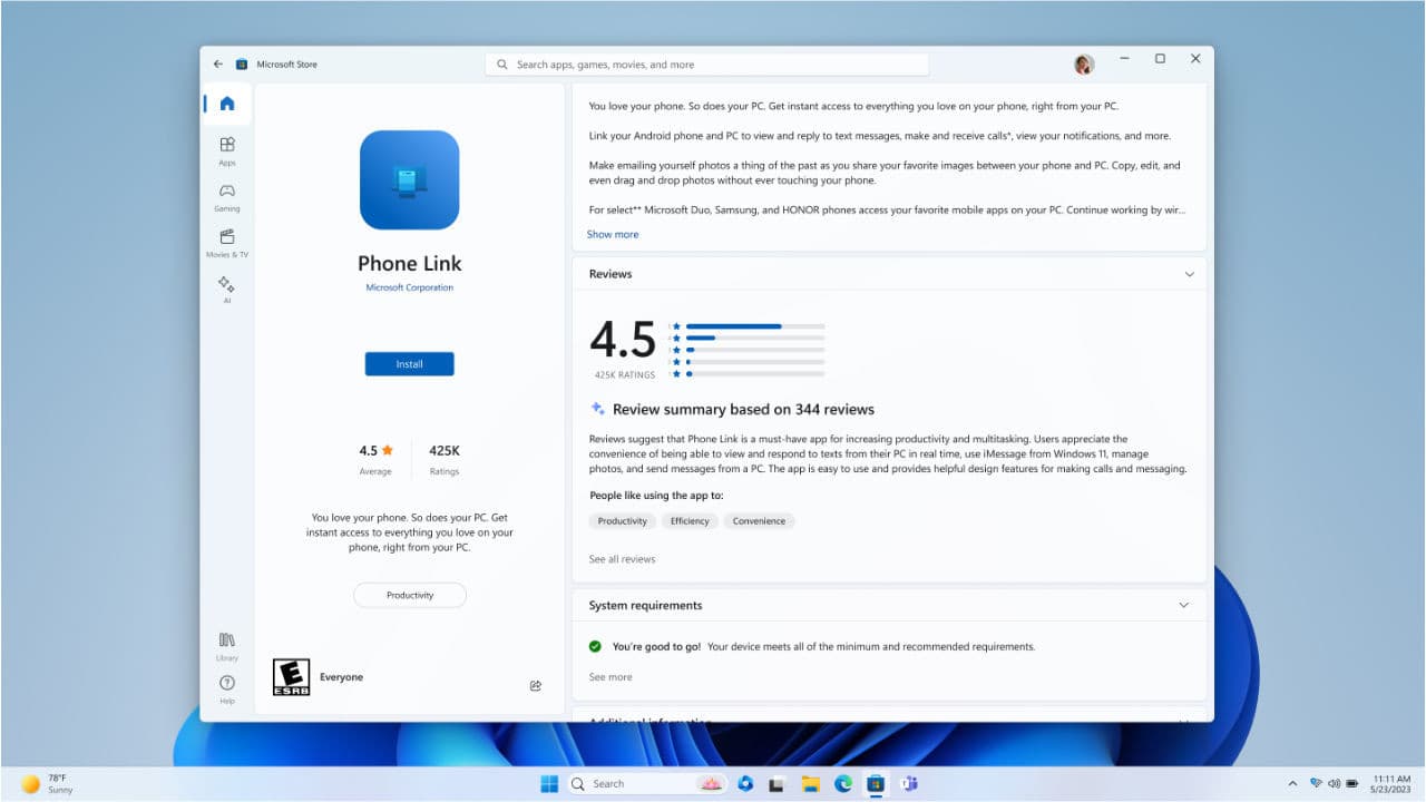 Ένα στιγμιότυπο οθόνης μιας λίστας εφαρμογής στο Microsoft Store με μια ειδική ενότητα για στροφές με τεχνητή νοημοσύνη