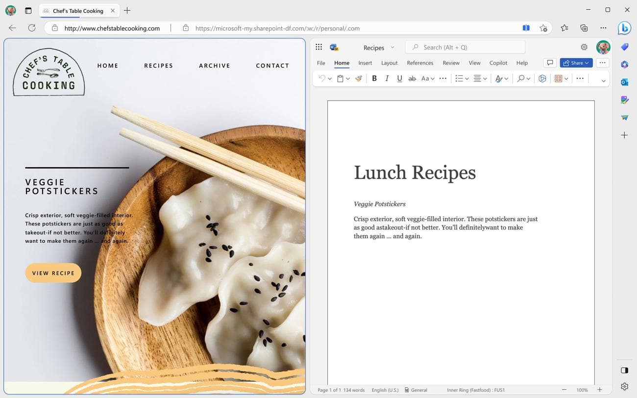 Ένα στιγμιότυπο οθόνης του επανασχεδιασμένου Microsoft Edge