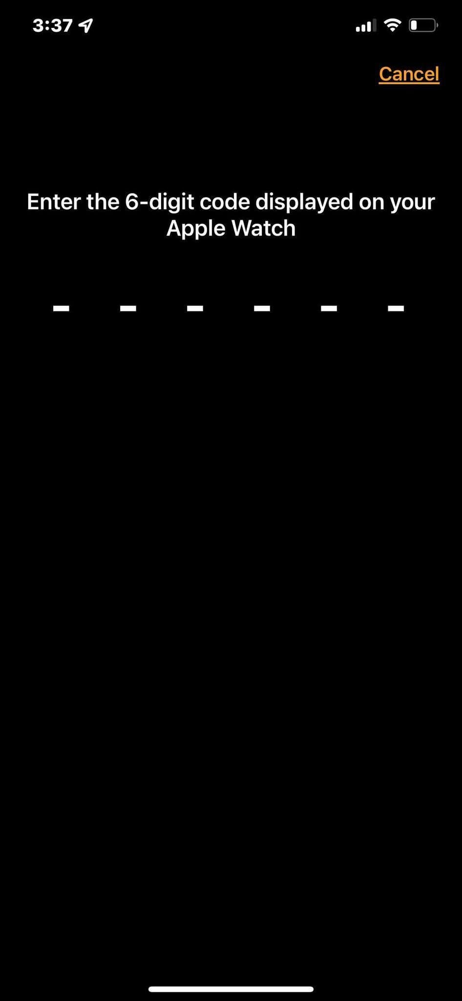 Μη αυτόματη ρύθμιση ενός Apple Watch μέσω της εφαρμογής Apple Watch χρησιμοποιώντας έναν 6ψήφιο κωδικό σύζευξης