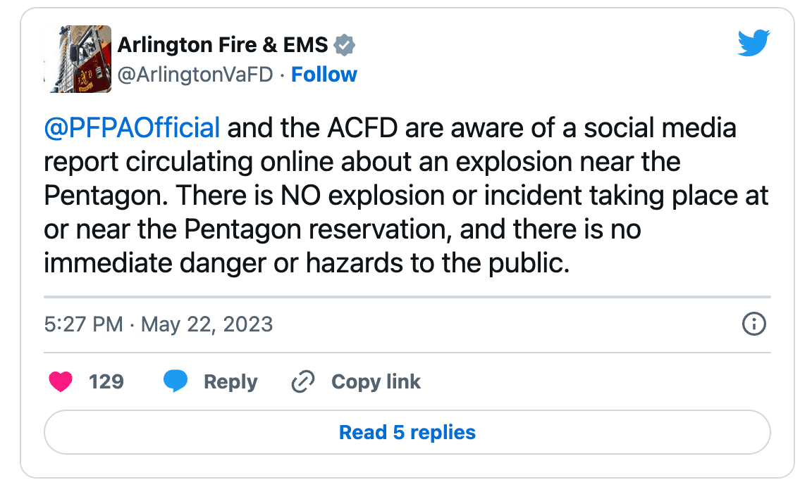 Tweet του Arlington FD