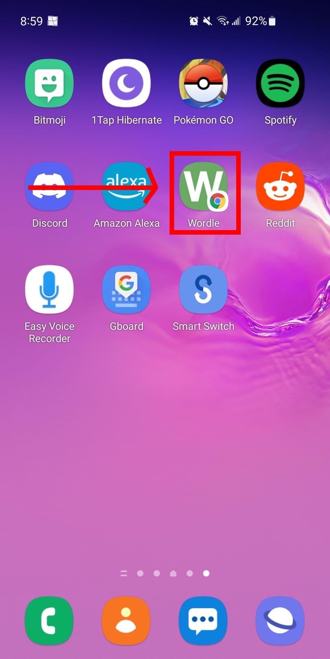 Στιγμιότυπο οθόνης του καρφιτσωμένου εικονιδίου της προοδευτικής εφαρμογής Wordle