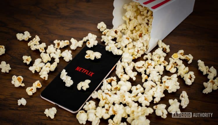 Netflix with popcorn stock photo 2