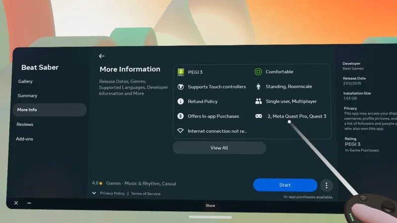 Quest Store showing Quest 3 support
