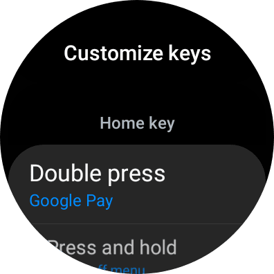 Στιγμιότυπο οθόνης της επιλογής προσαρμογής πλήκτρων στο Samsung Watch.