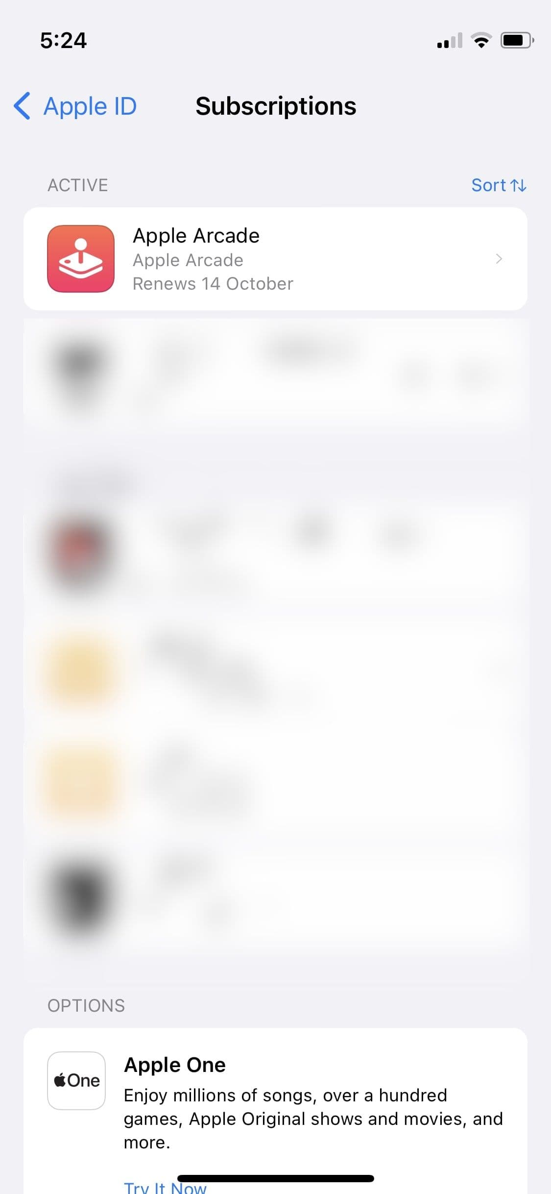 στιγμιότυπο οθόνης των συνδρομών στο iOS