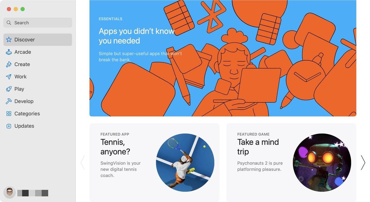 στιγμιότυπο οθόνης του καταστήματος εφαρμογών στο MacOS