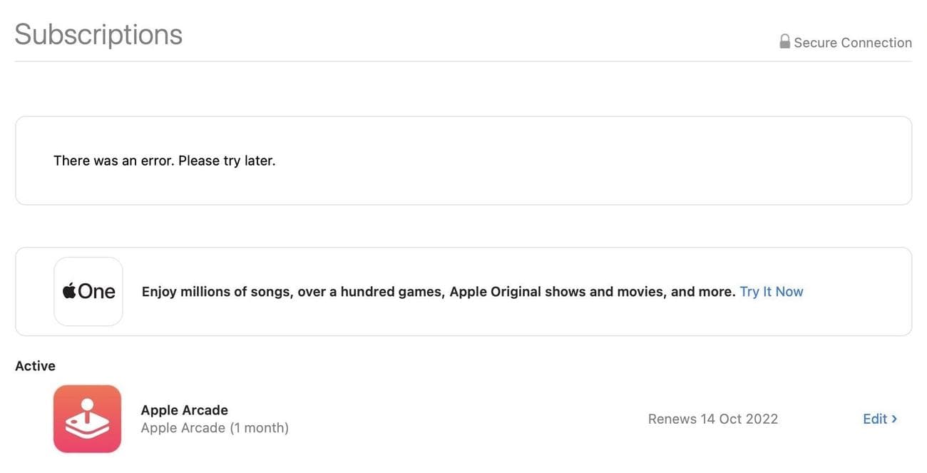 στιγμιότυπο οθόνης της συνδρομής apple arcade στο MacOS