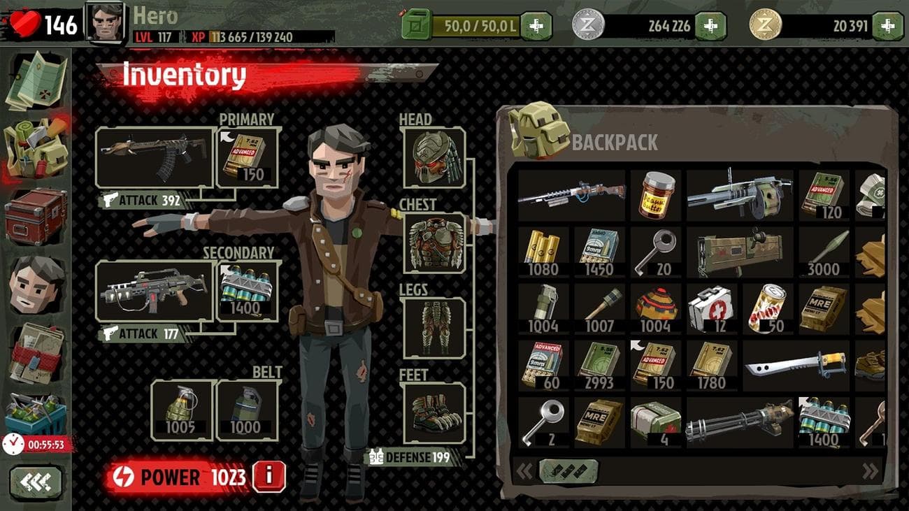 best-zombie-games-android-the-walking-zombie-2-shooter-inventory-screen