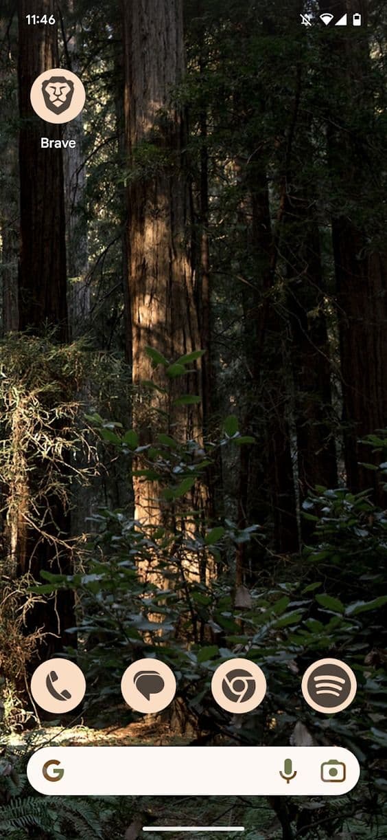 στιγμιότυπο οθόνης της αρχικής οθόνης του pixel 7 pro που δείχνει το σκοτεινό δάσος