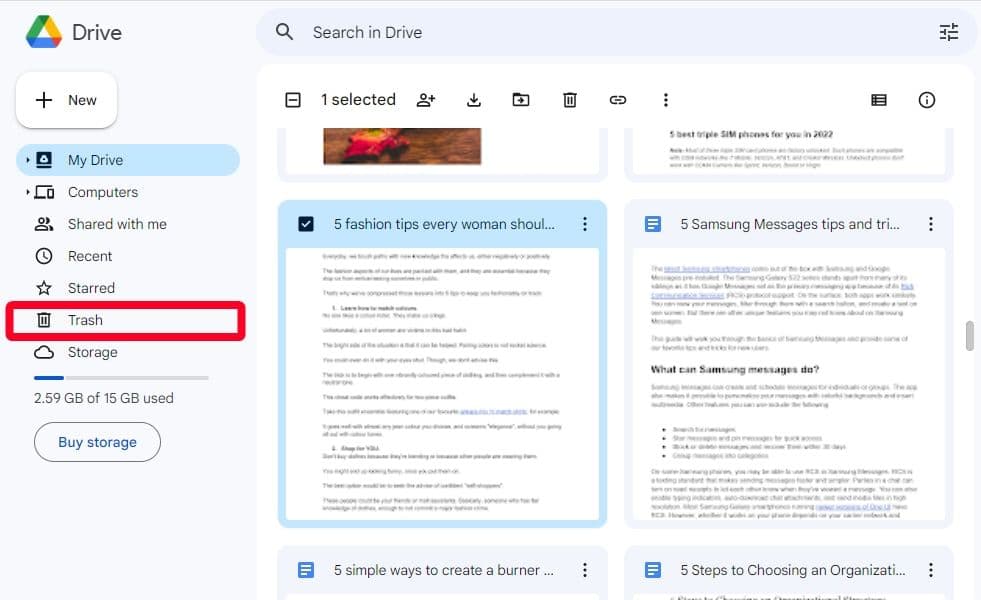 Η εφαρμογή Ιστού Google Drive έχει πρόσβαση μέσω του προγράμματος περιήγησης Chrome