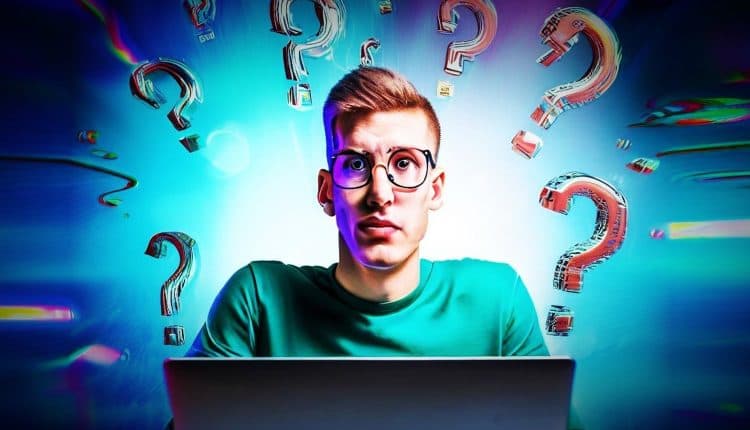 A confused laptop user