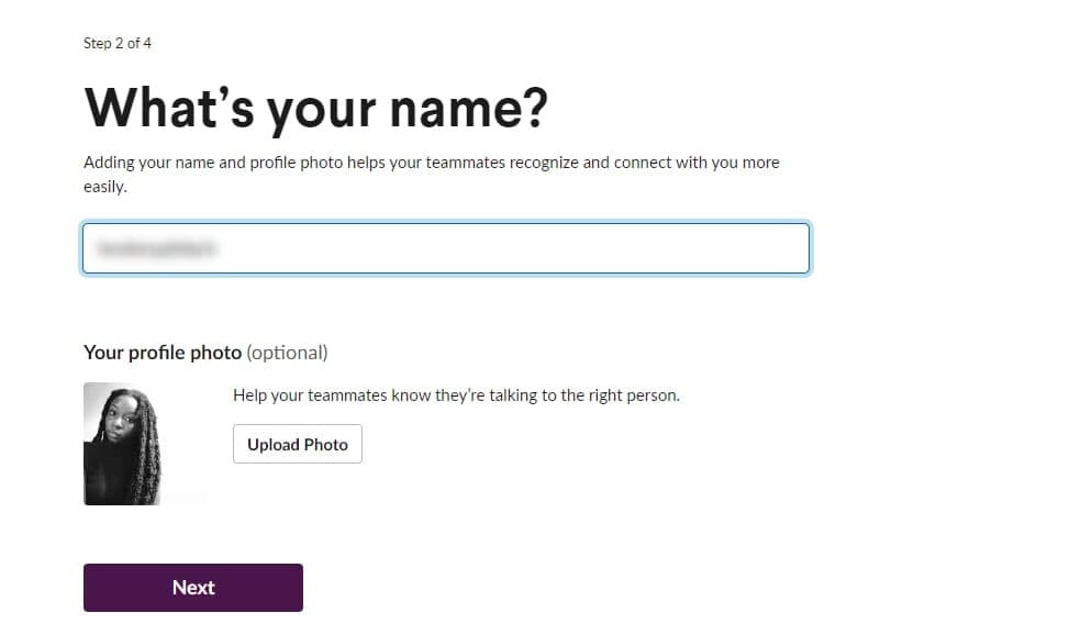 Δημιουργία προφίλ για νέο χώρο εργασίας Slack