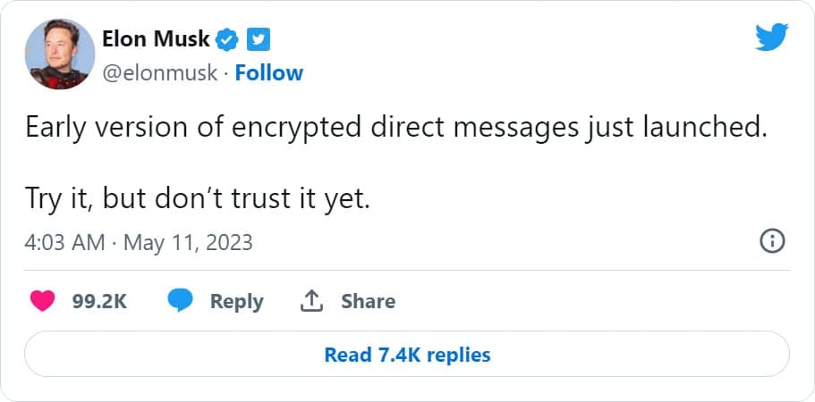 Tweet του Έλον