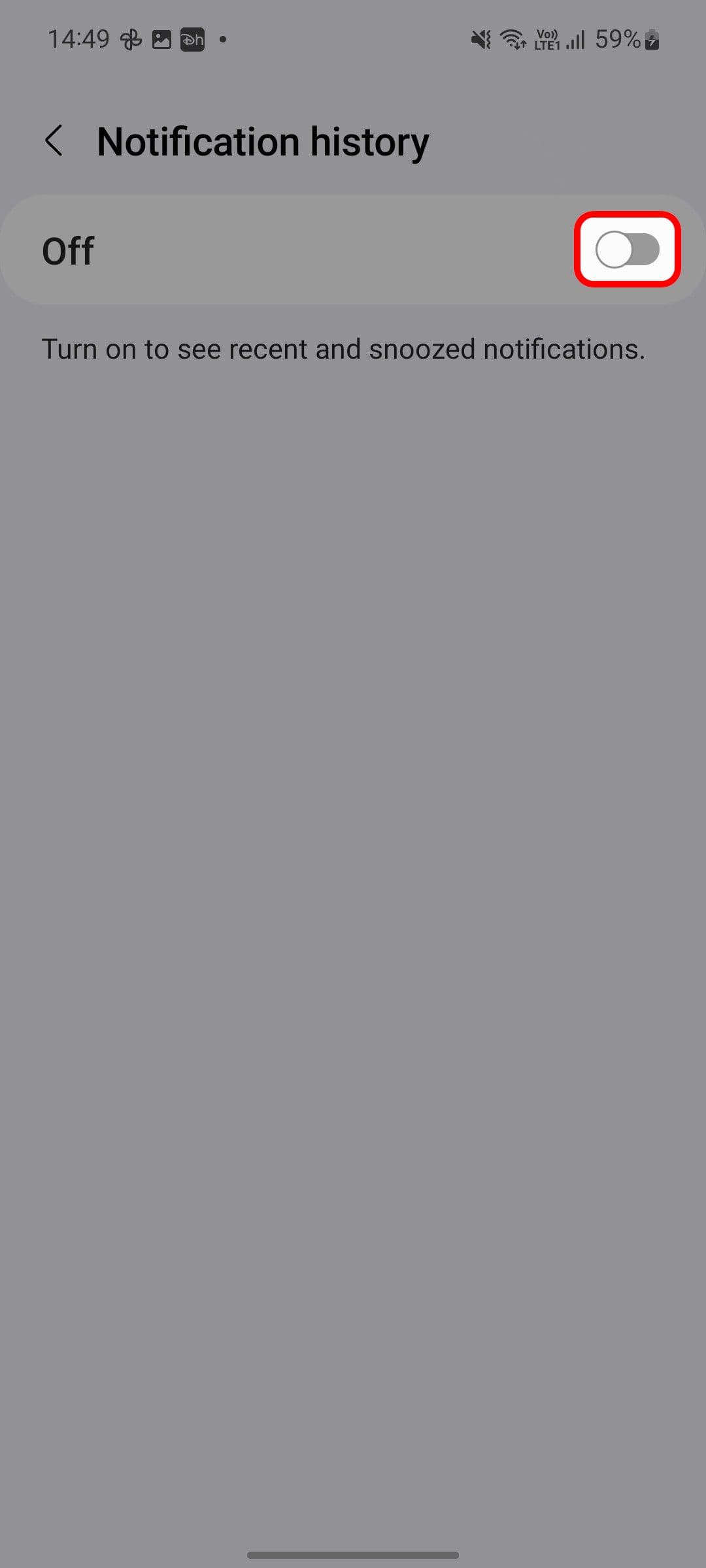 Εναλλαγή ιστορικού ειδοποιήσεων Samsung One UI