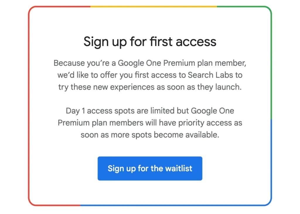 Πρόσβαση κατά προτεραιότητα στη Δημιουργική εμπειρία αναζήτησης στους συνδρομητές του Google One Premium