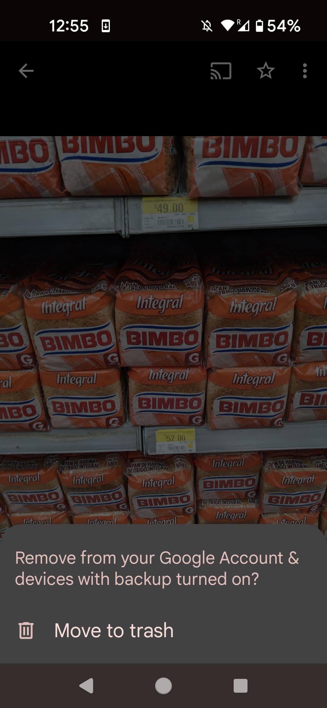 Google Photos confirm delete screen