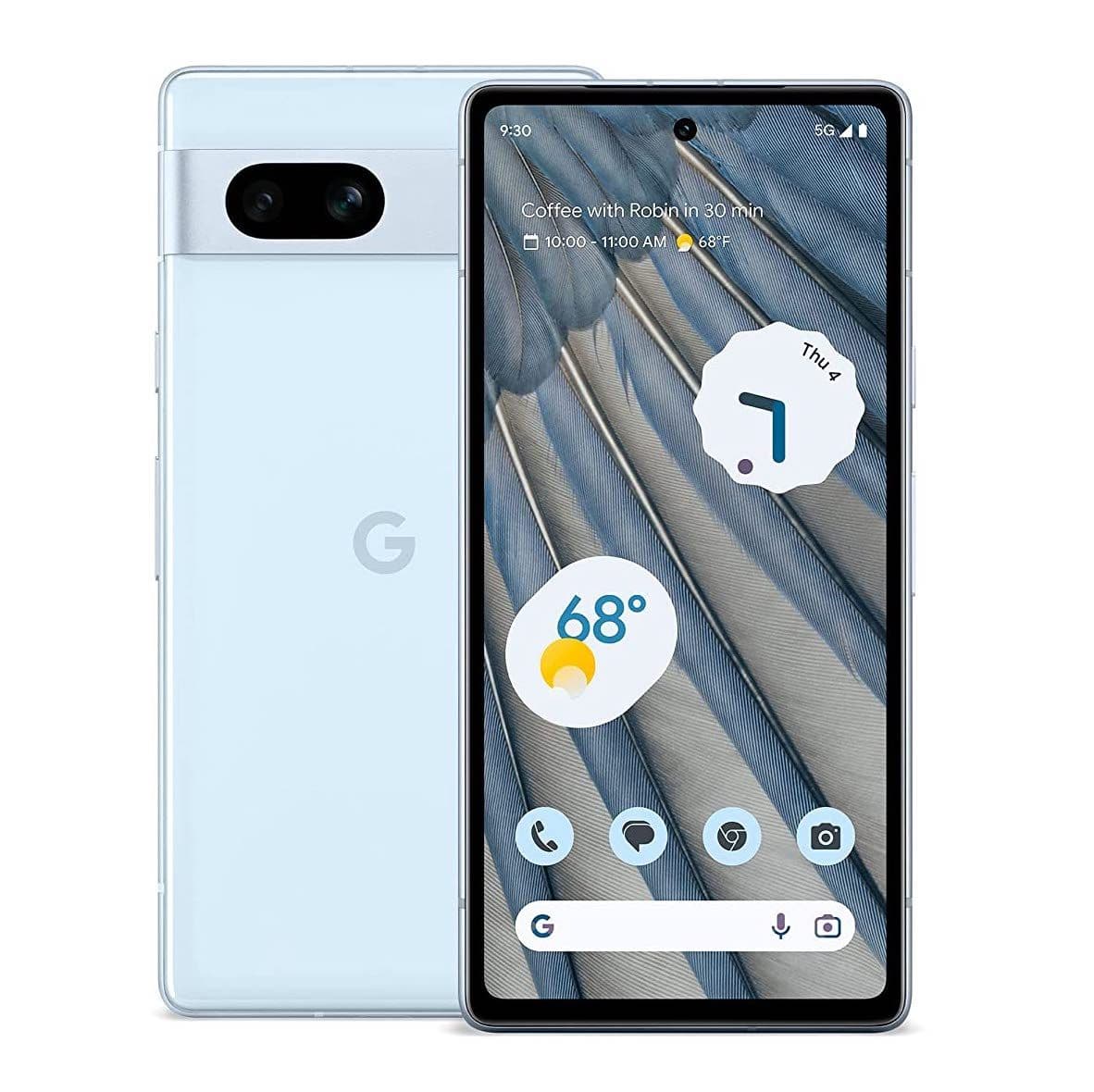 Google Pixel 7a μπλε απόδοση, εμπρός και πίσω