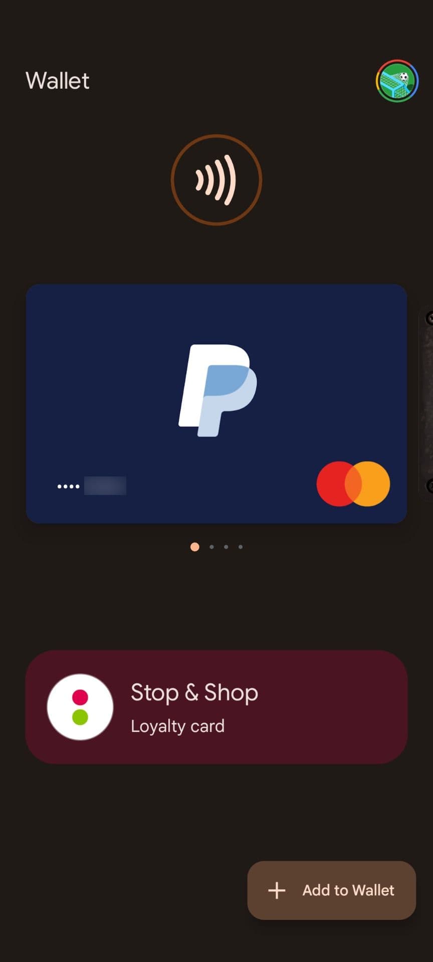 Η αρχική οθόνη της εφαρμογής Πορτοφόλι Google