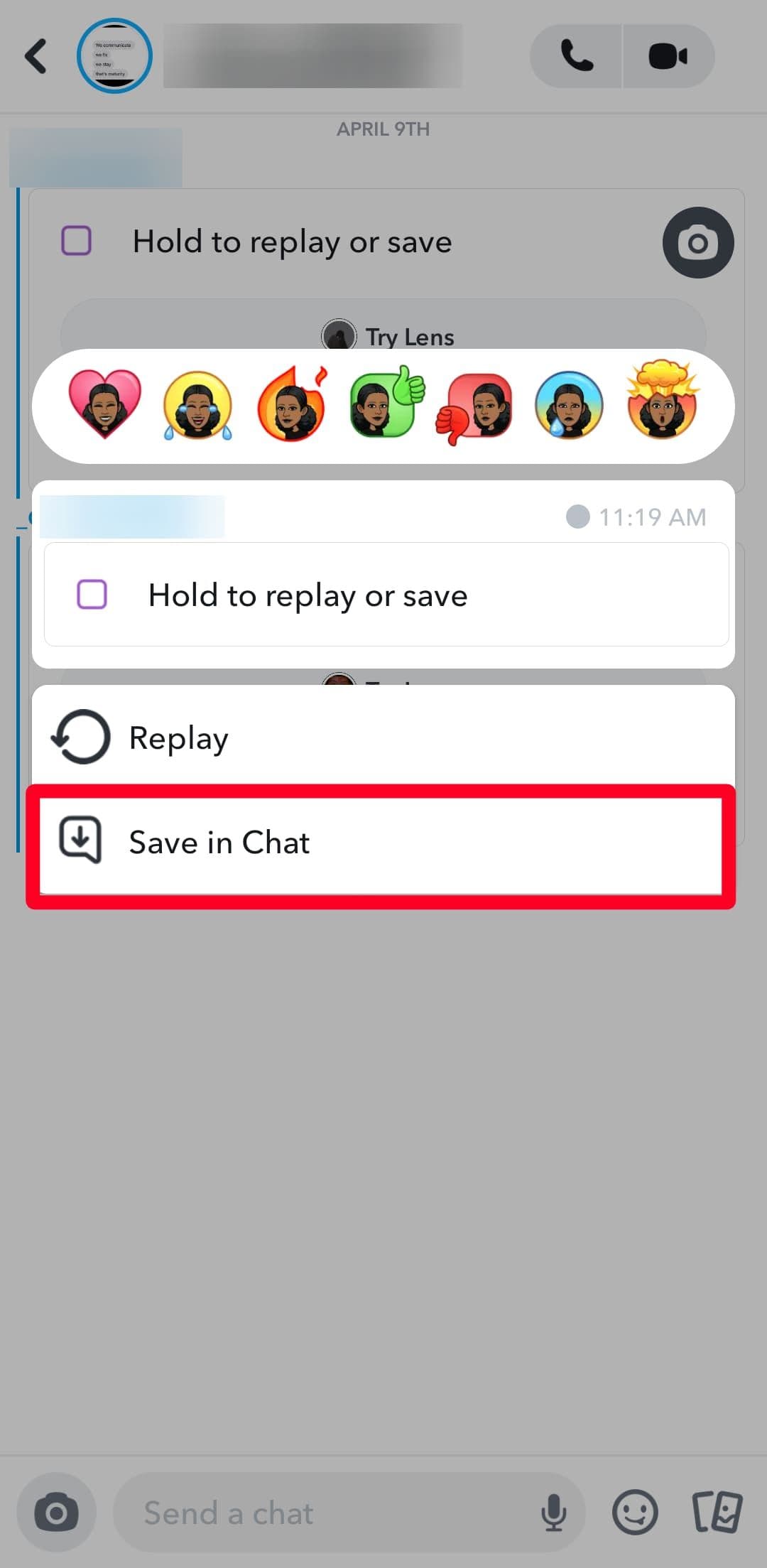 Κρατήστε πατημένο για επανάληψη ή αποθήκευση στις αναδυόμενες επιλογές συνομιλίας