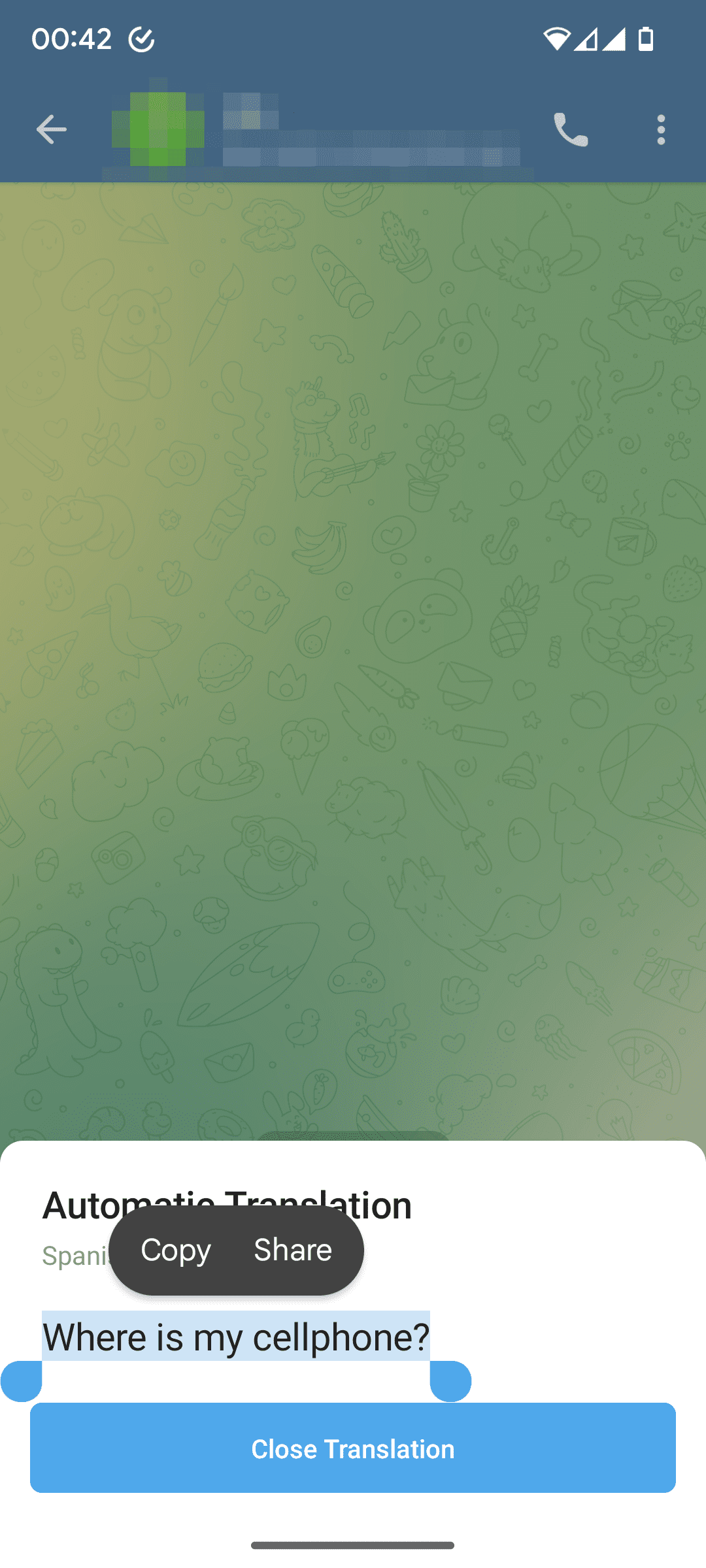 Τηλεγράφημα αντιγράψτε το μεταφρασμένο κείμενο με παρατεταμένο πάτημα