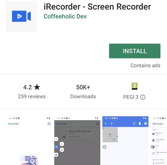iRecorder στο Google Play Store