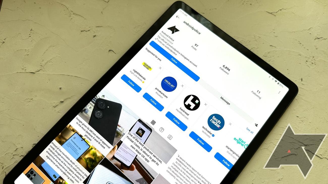 Instagram running on the Lenovo P11 Pro Gen 2