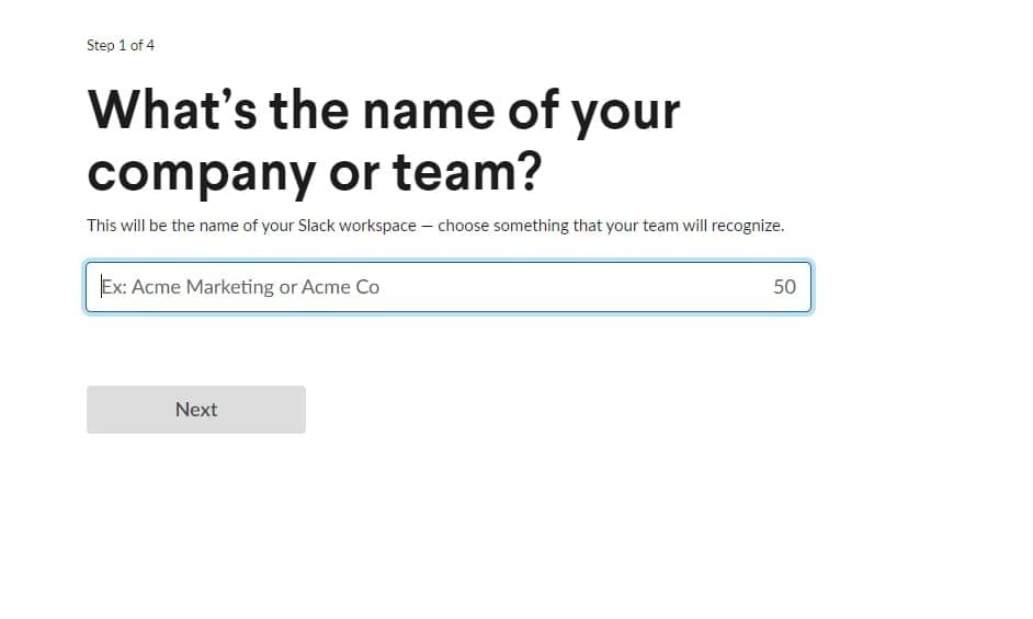 Ονομασία νέου χώρου εργασίας Slack