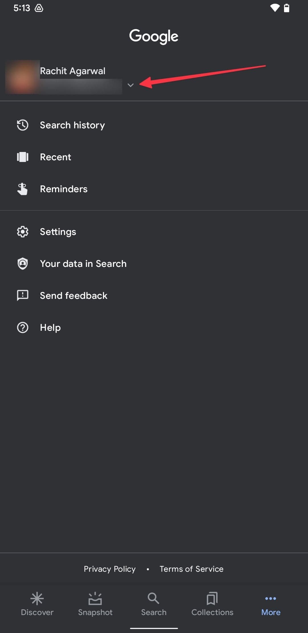Εμφάνιση του αναπτυσσόμενου μενού