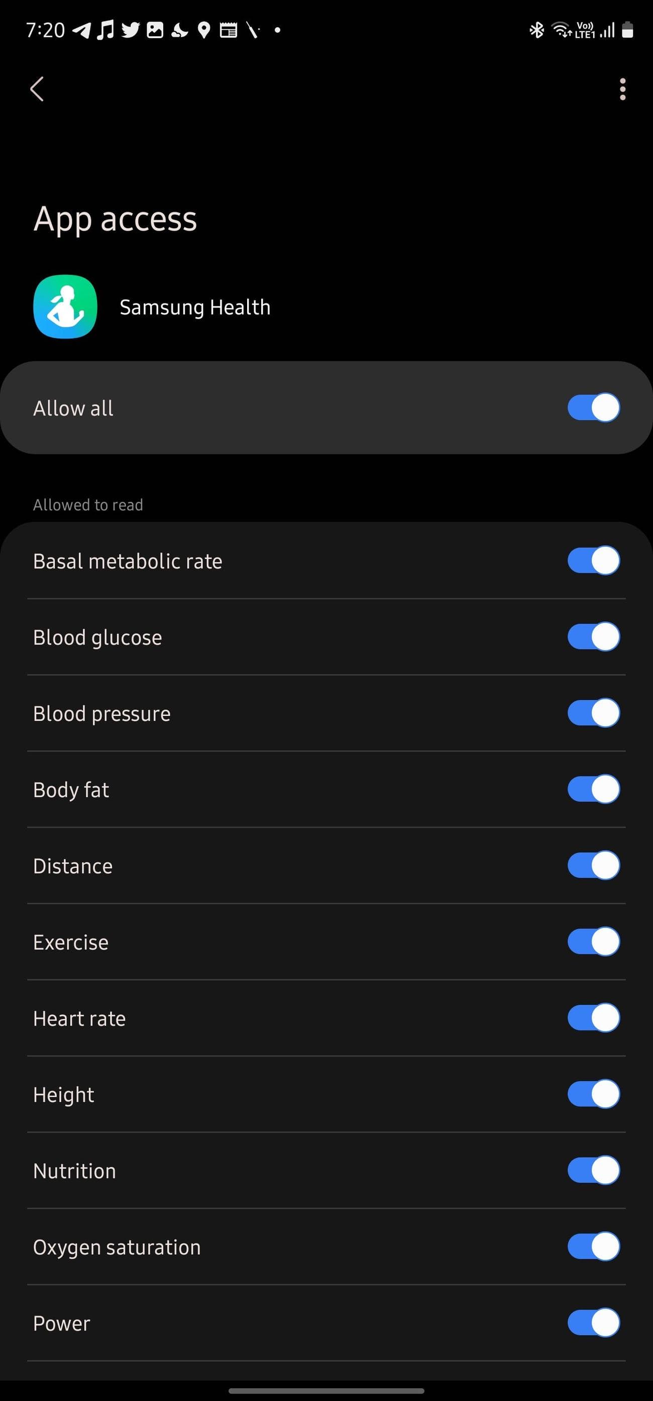 Άδειες συγχρονισμού Samsung Health Connect στο Health Connect