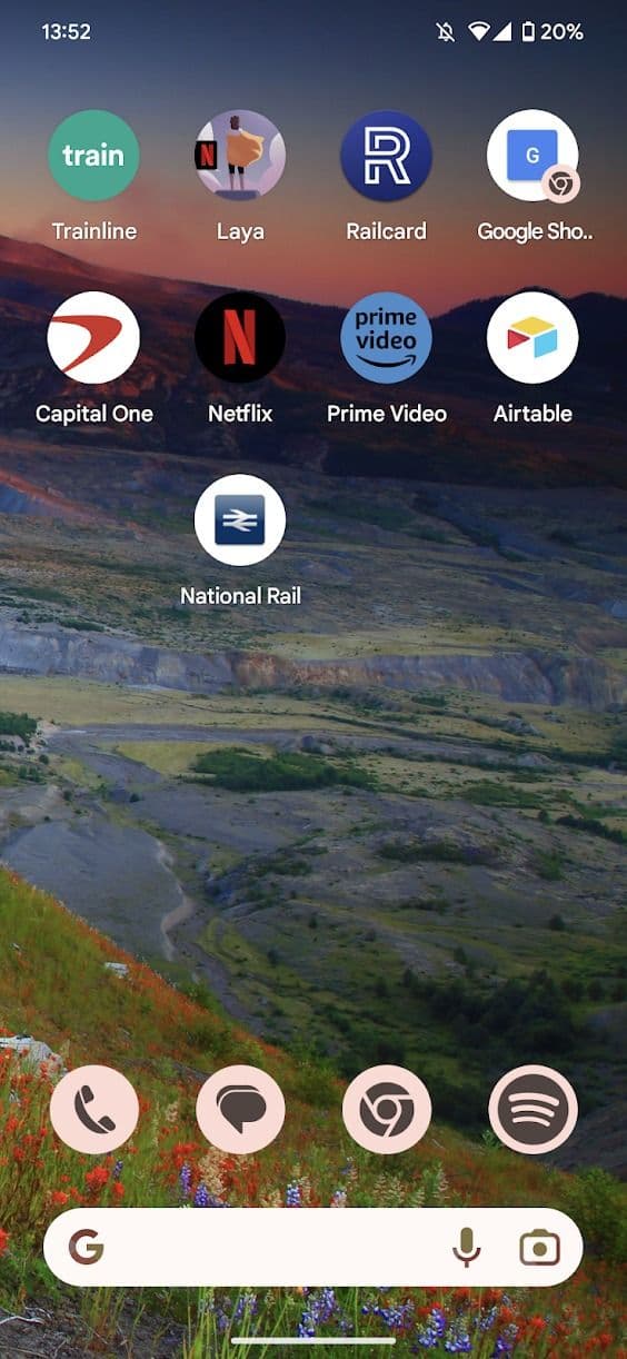 στιγμιότυπο οθόνης της αρχικής οθόνης του android 13