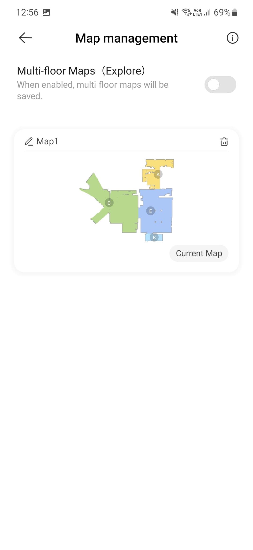 Στιγμιότυπο οθόνης της εφαρμογής Xiaomi Mi Home που δείχνει τα χειριστήρια Dreame D9 Max