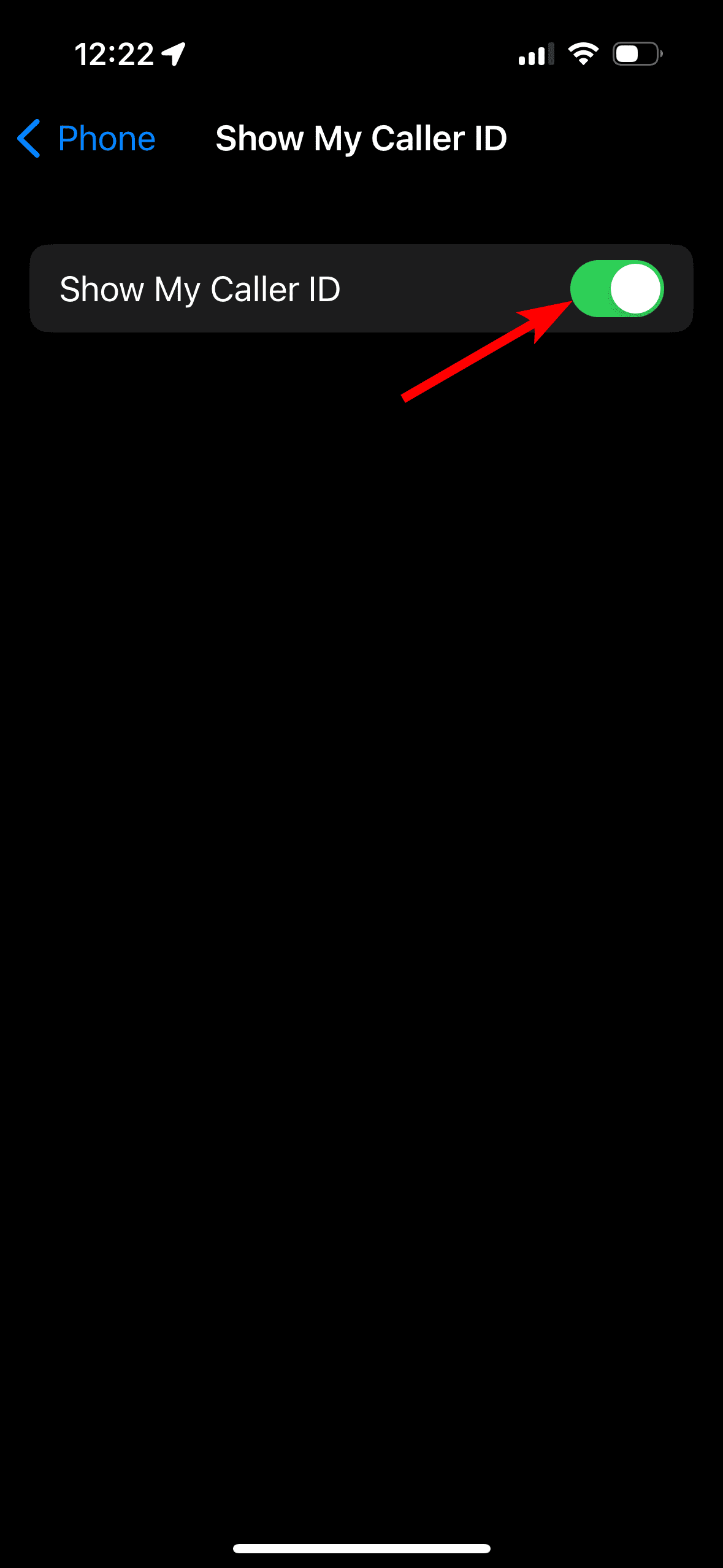 Εμφάνιση της ρύθμισης My Caller ID στο iPhone