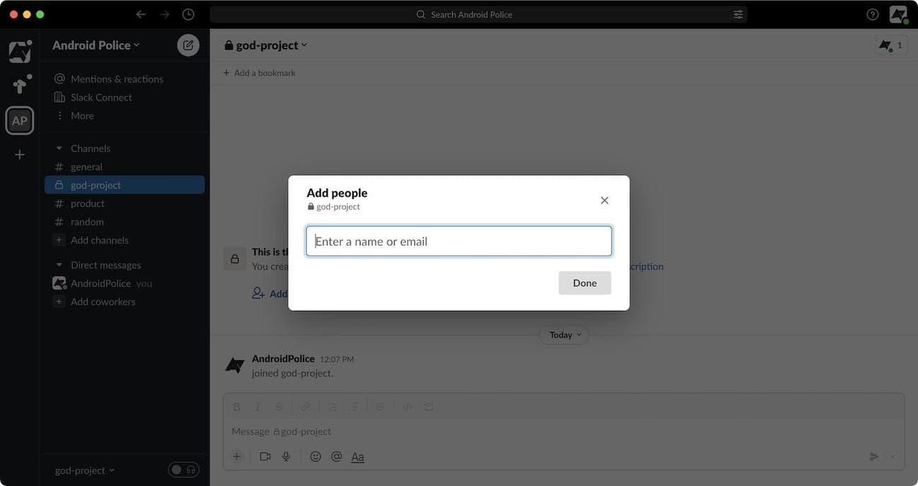 Χαλαρό στιγμιότυπο οθόνης που δείχνει το κουμπί 