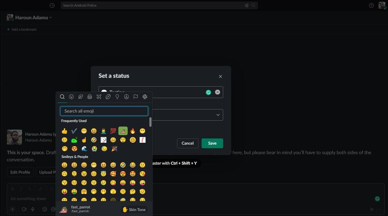 Επιλέγοντας ένα Slack emoji