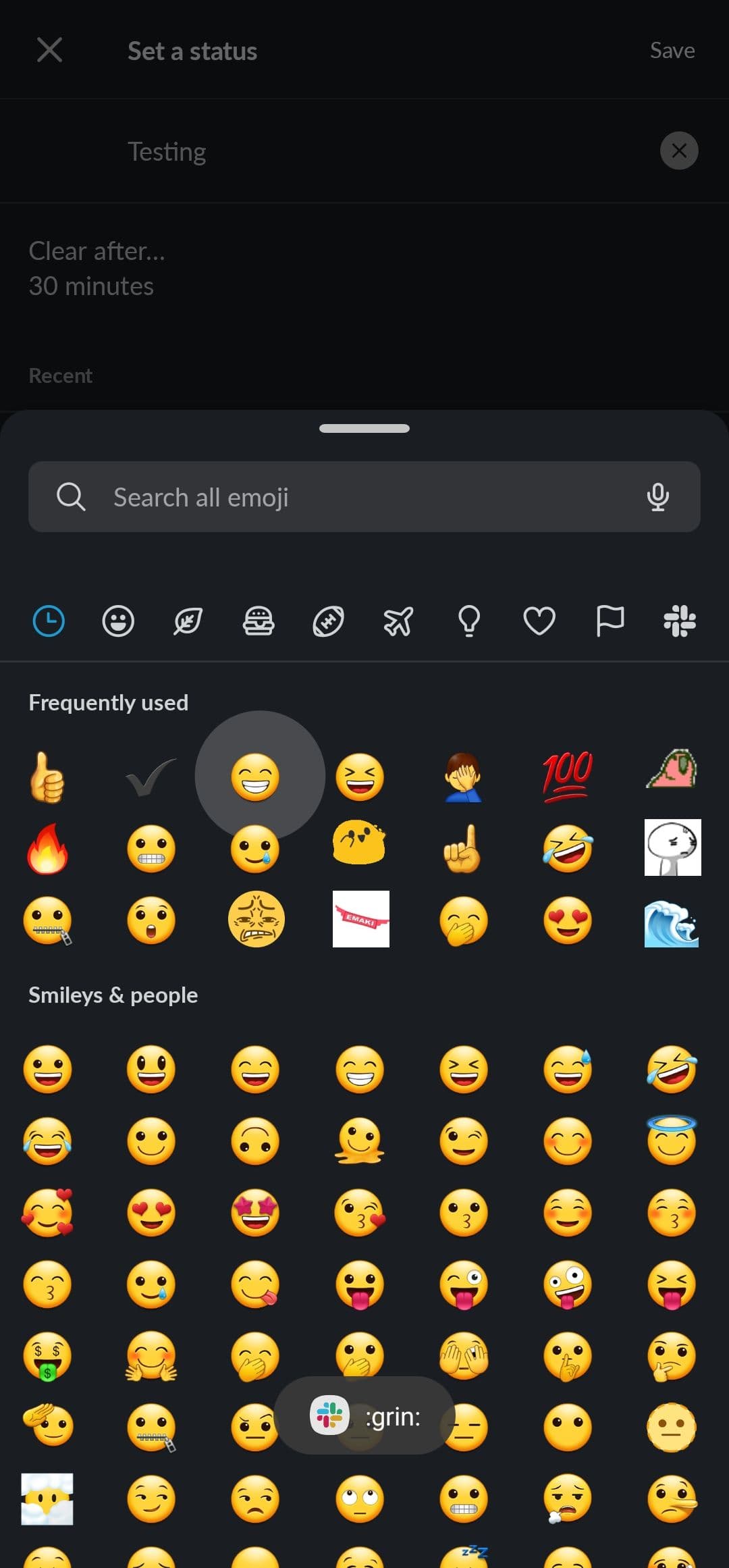 Επιλέγοντας ένα Slack emoji