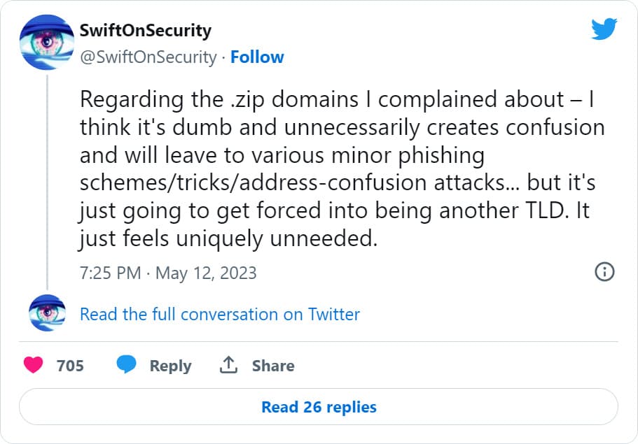 Tweet SwiftOnSecurity