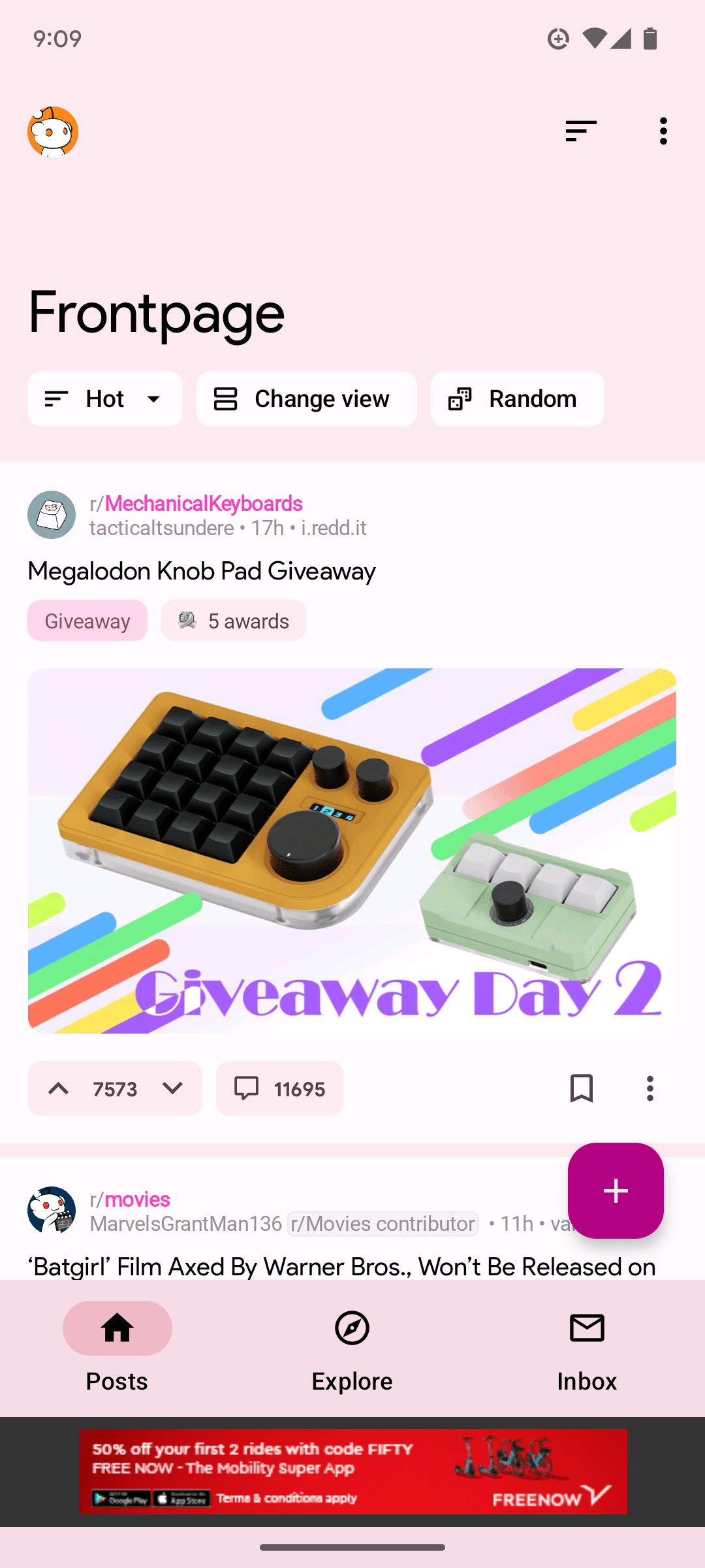 στιγμιότυπο οθόνης της αρχικής σελίδας εφαρμογών συγχρονισμού με ροζ τόνους