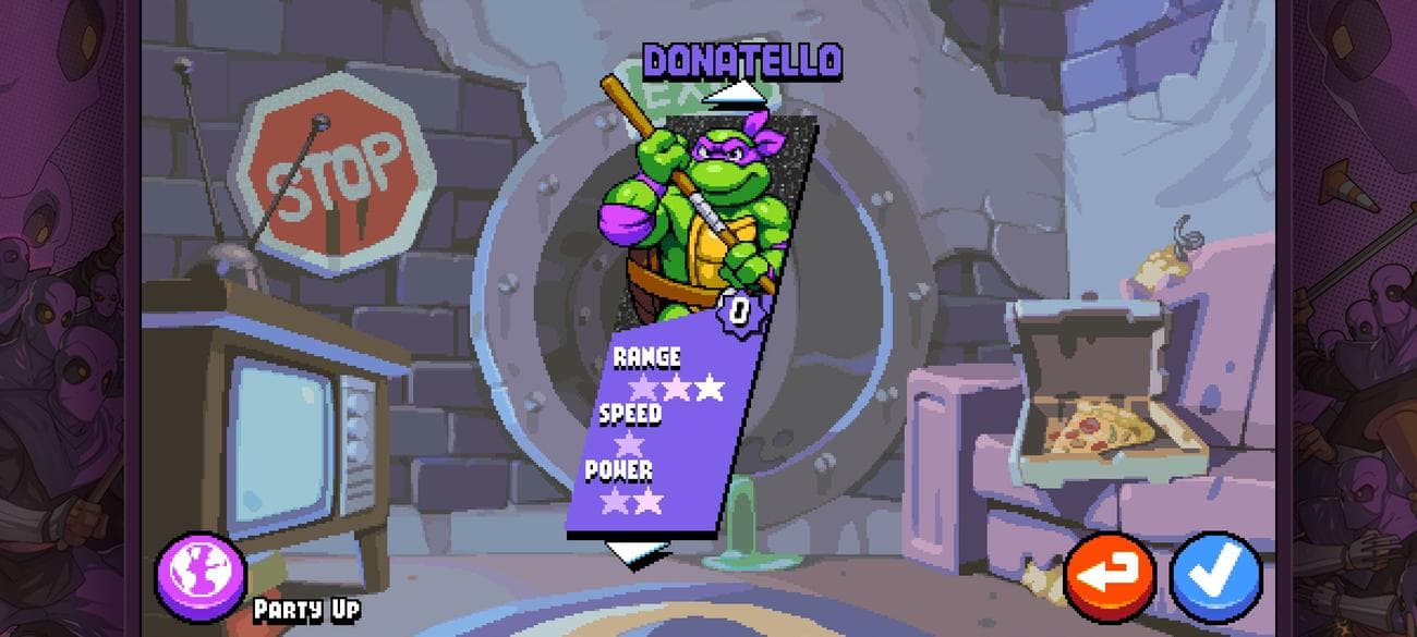 Στιγμιότυπο οθόνης του επιλογέα χαρακτήρων TMNT: Shredder's Revenge