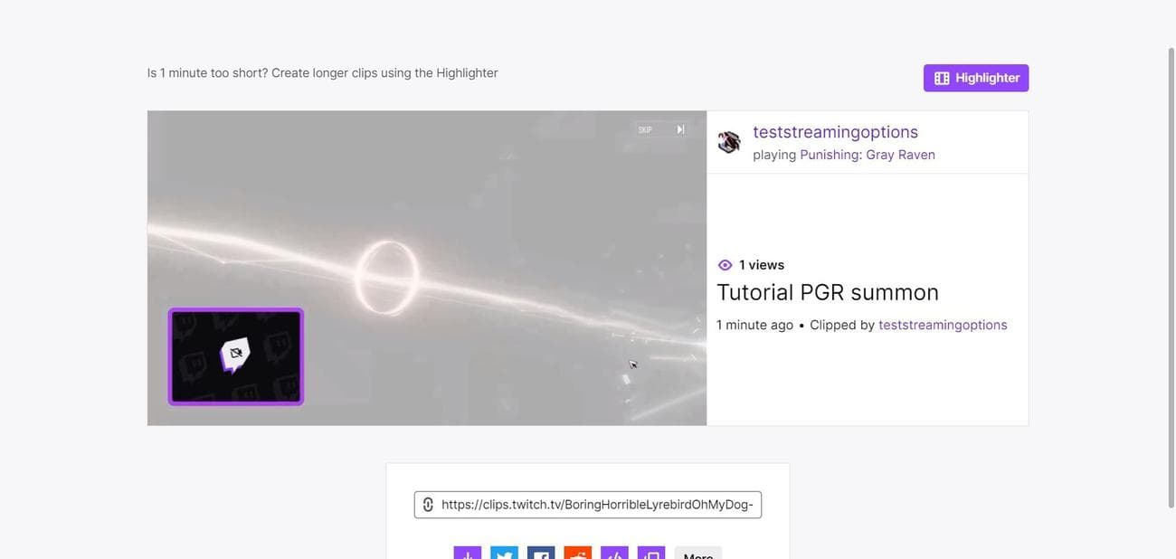 Στιγμιότυπο οθόνης δημιουργίας κλιπ Twitch στο Google Chrome