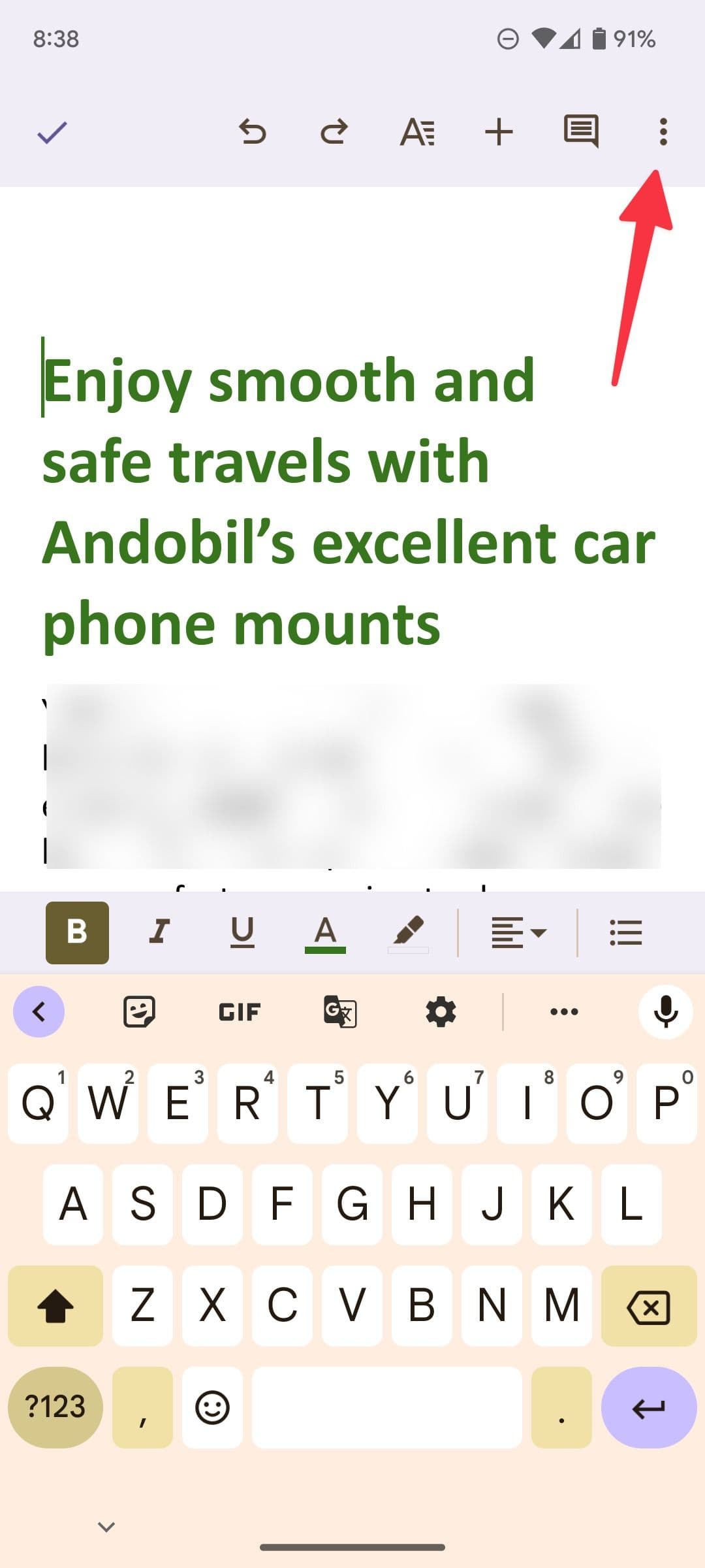 κουμπί επιλογής περισσότερων στα Έγγραφα Google