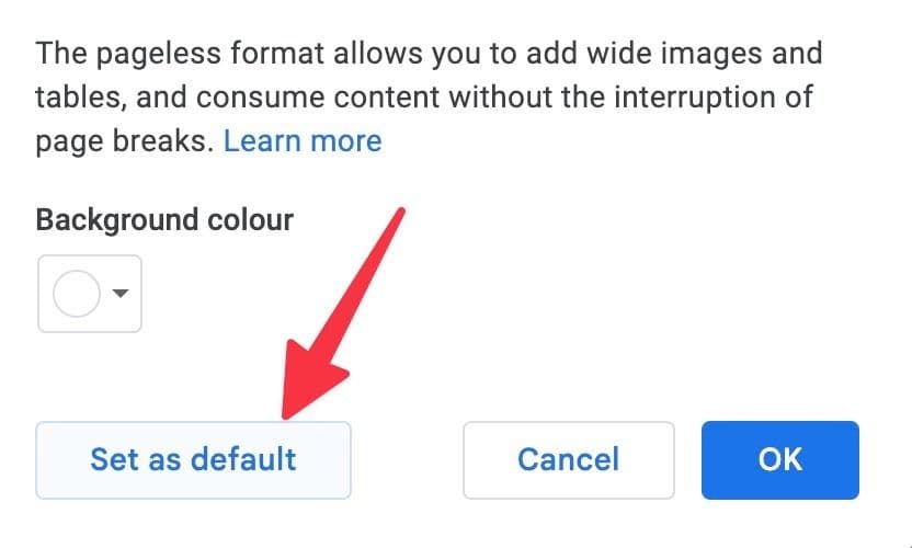 ορίστε το χωρίς σελίδα ως προεπιλογή
