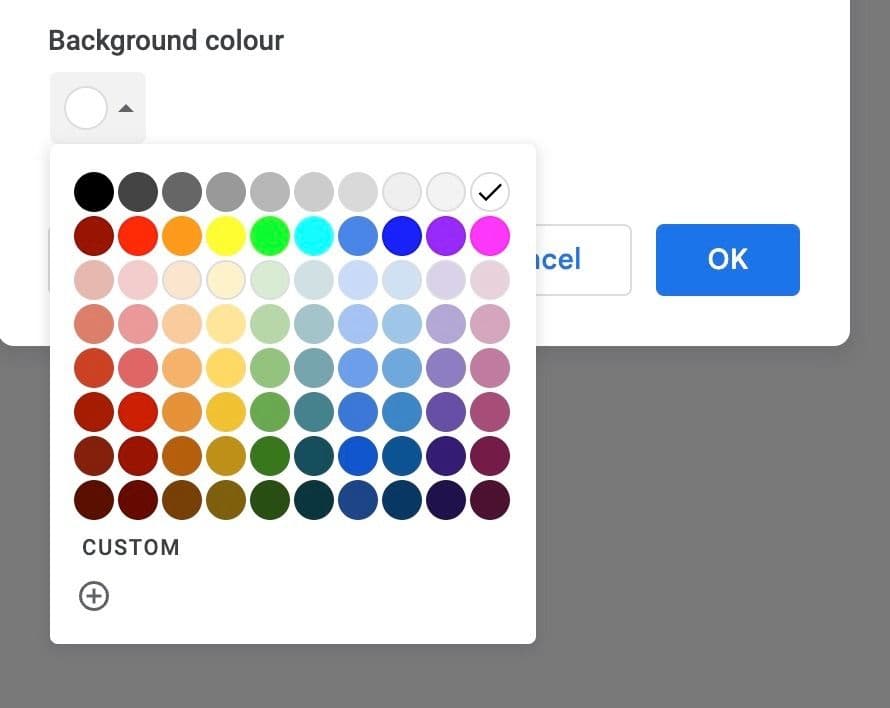 επιλέξτε χρώμα φόντου χωρίς σελίδα