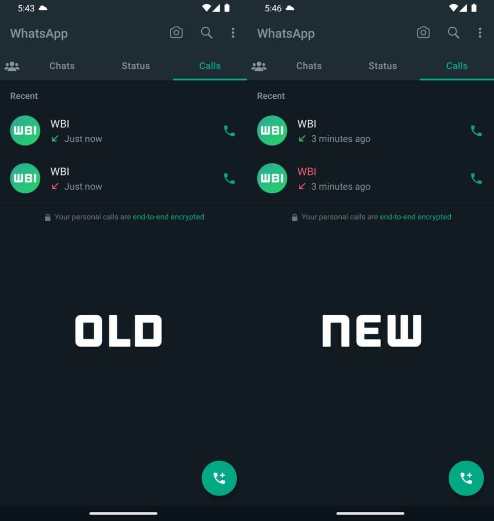Επισήμανση κειμένου αναπάντητης κλήσης WA