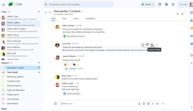 Η τελευταία δυνατότητα του Google Chat διευκολύνει την απάντηση σε κινητό
